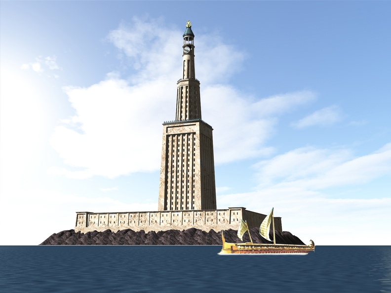 Le phare d'Alexandrie, reconstitution.jpg