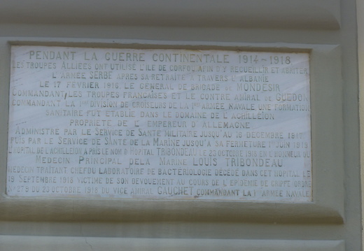 Achilleion de Corfou - Plaque commémorative